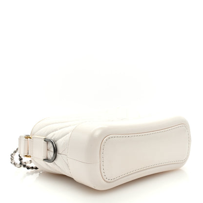 Chanel Aged Calfskin Chevron Quilted Small Gabrielle Hobo White 4 of 9