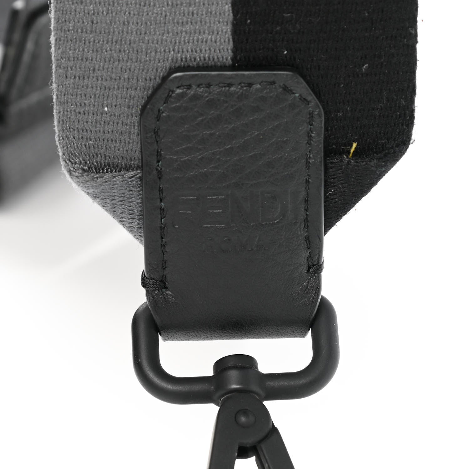 Fendi Canvas Calfskin Logo Strap Black Grey Yellow 3 of 4