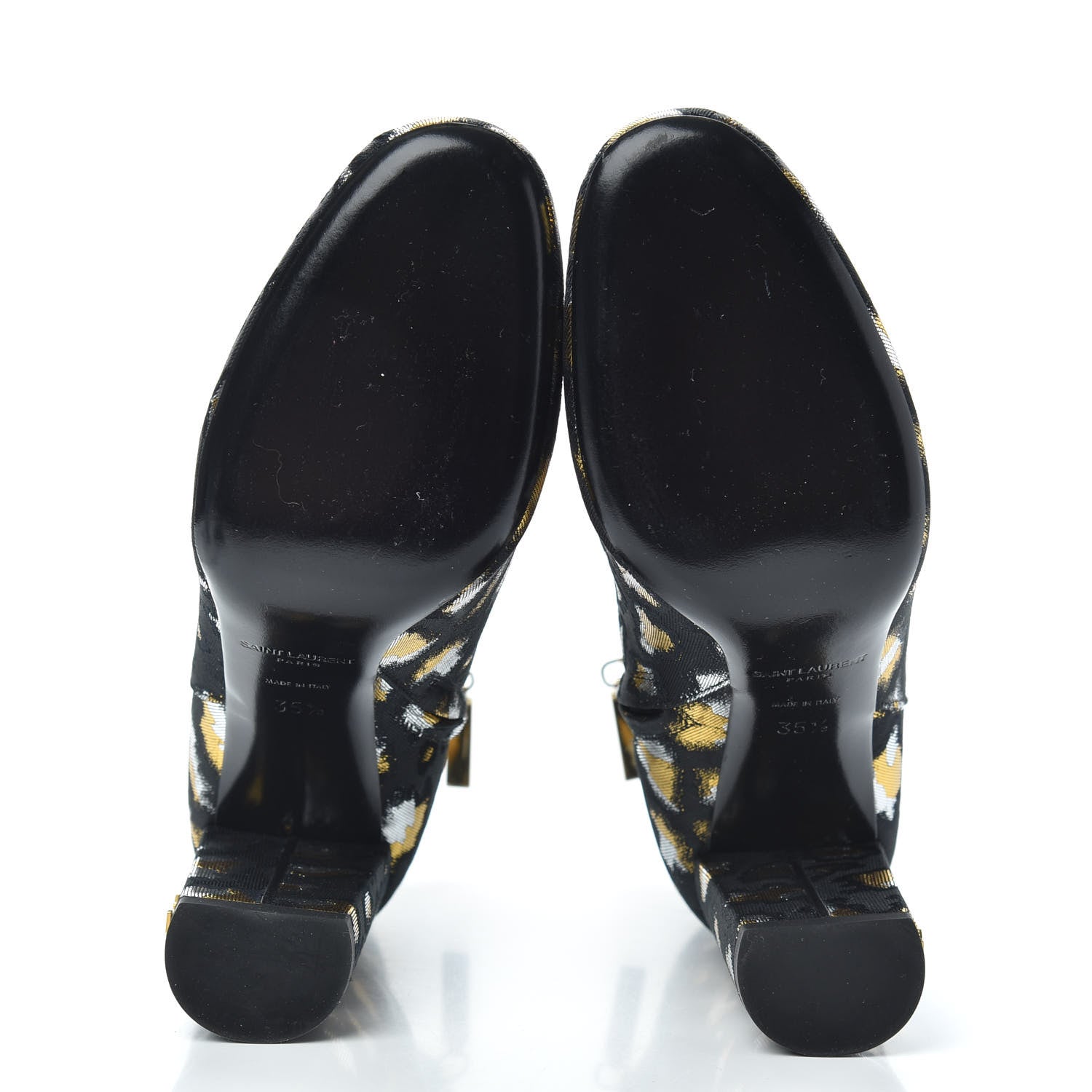 Saint Laurent Jacquard Leopard Loulou Ankle Boots 35.5 Oro 5 of 8