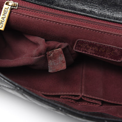 Chanel Glazed Calfskin Castle Rock Large Flap Black Burgundy 7 of 19