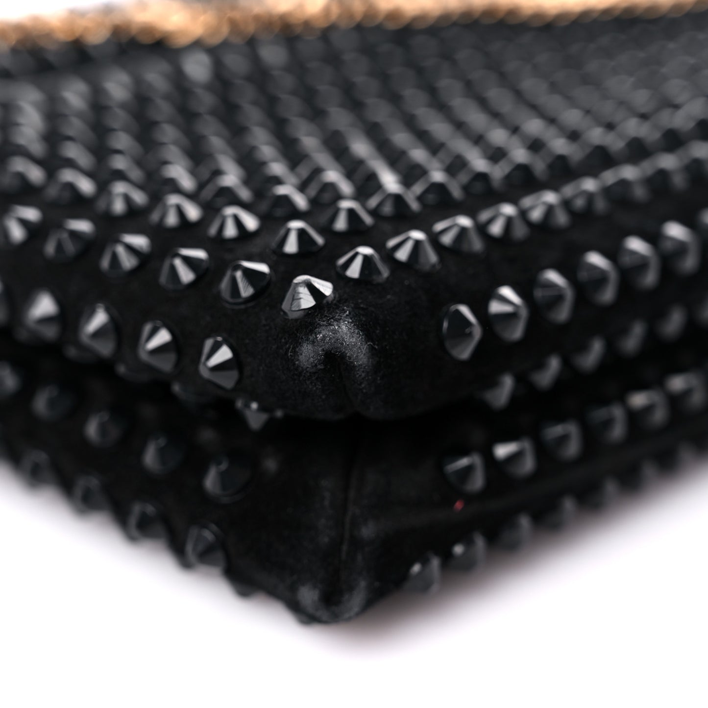 Suede Studded Virtus Chain Clutch Black