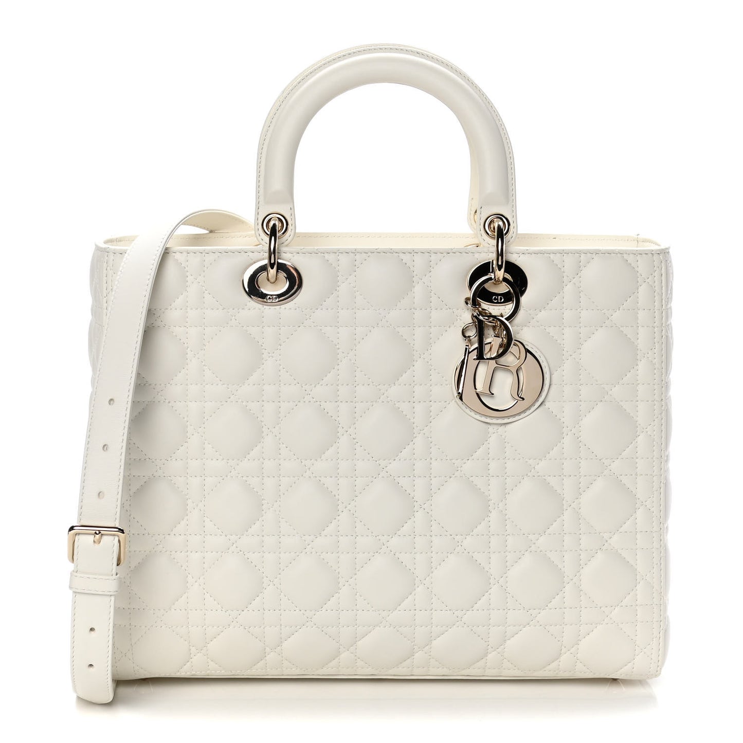 Lambskin Cannage Large Lady Dior White