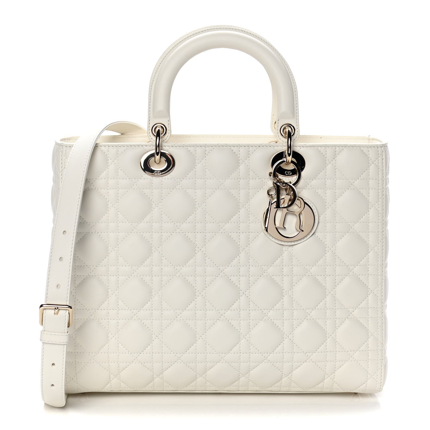 Christian Dior Lambskin Cannage Large Lady Dior White 1 of 9