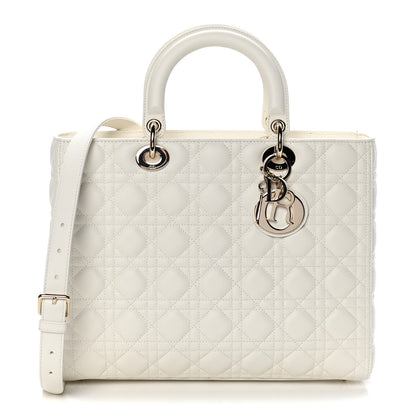 Christian Dior Lambskin Cannage Large Lady Dior White 1 of 9