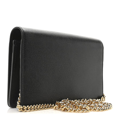 Gucci Textured Calfskin Script Logo Wallet On Chain Black 3 of 9
