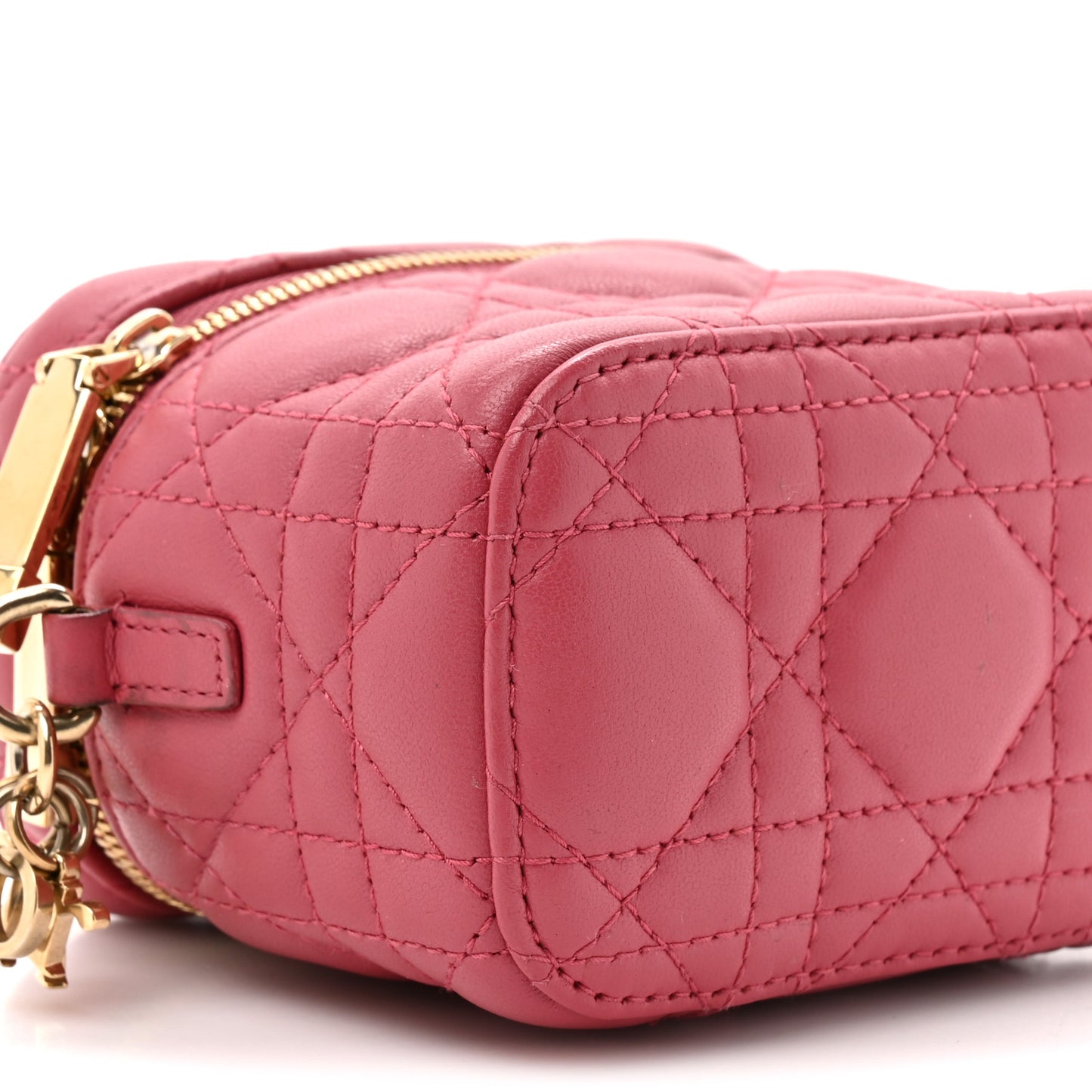 Lambskin Cannage Micro Vanity Case Strawberry Pink