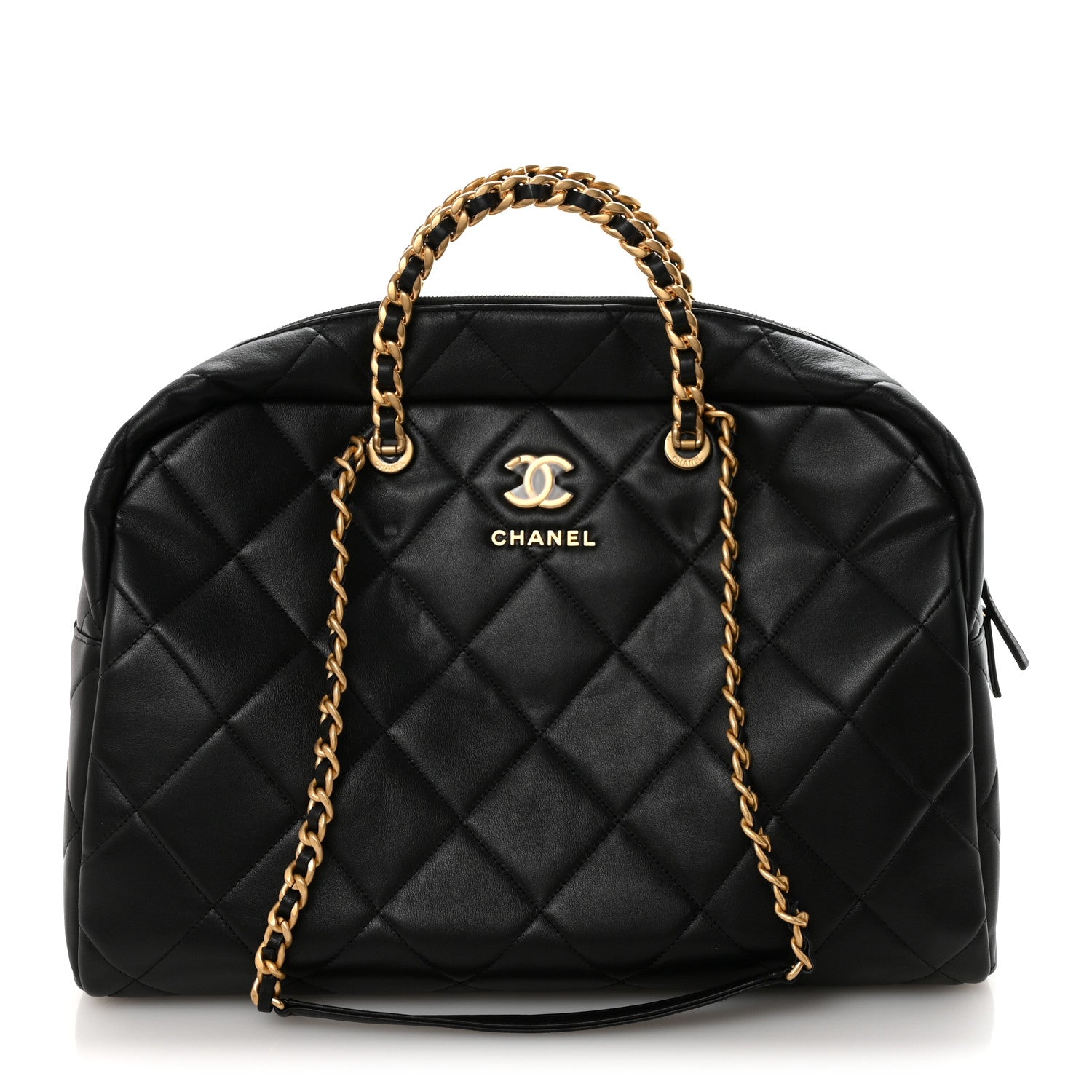 Chanel Calfskin Quilted Maxi Travel Bowling Bag Black 1 of 10