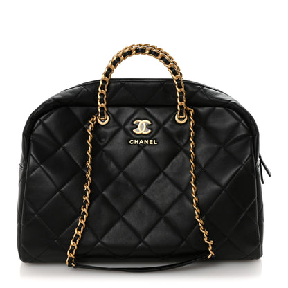 Chanel Calfskin Quilted Maxi Travel Bowling Bag Black 1 of 10
