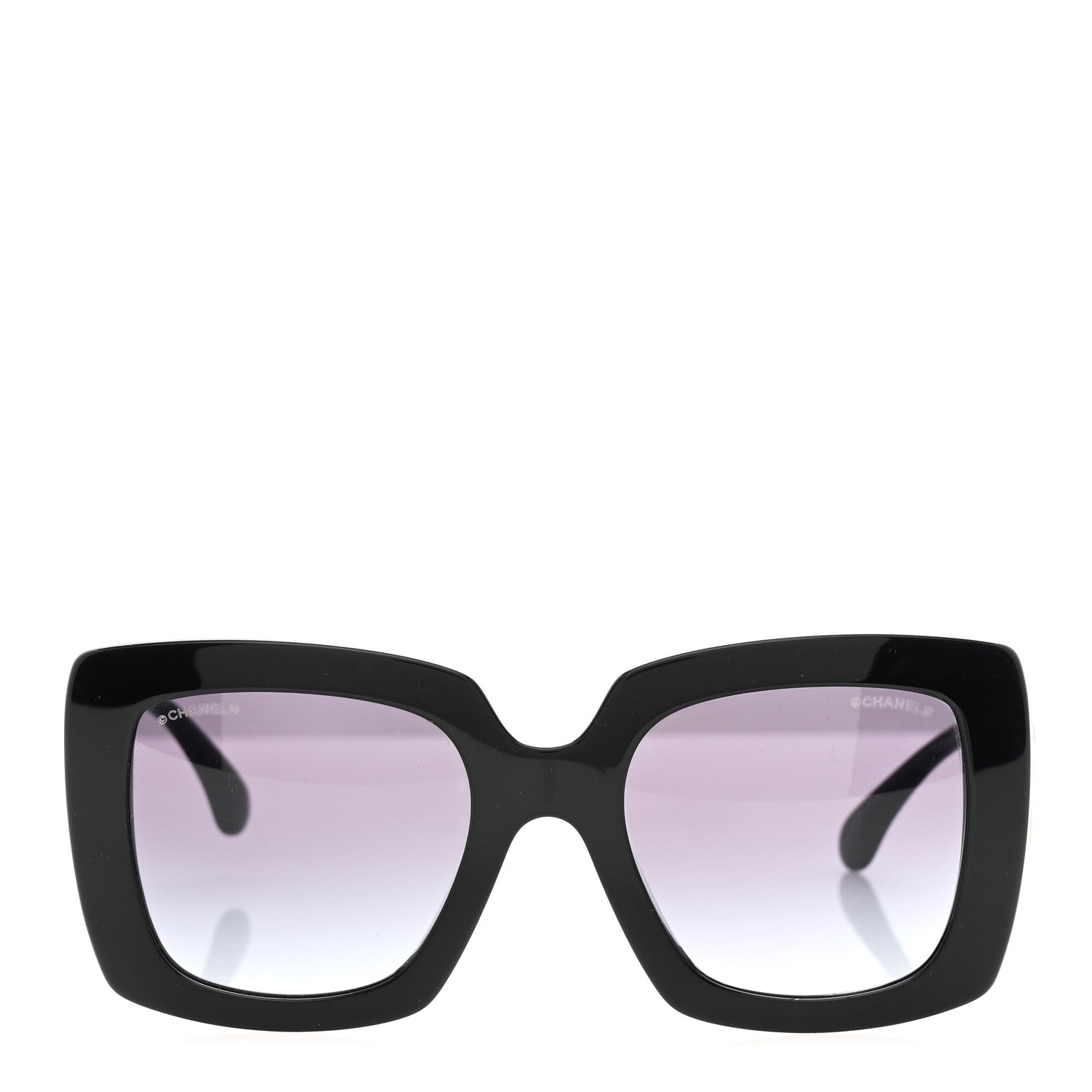 Chanel Acetate Calfskin Polarized Square Sunglasses 5473-Q Black White 2 of 8