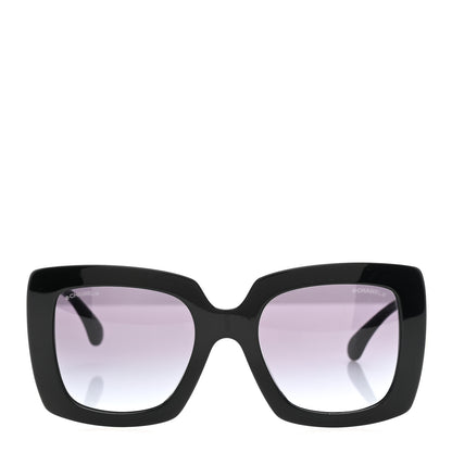 Chanel Acetate Calfskin Polarized Square Sunglasses 5473-Q Black White 2 of 8