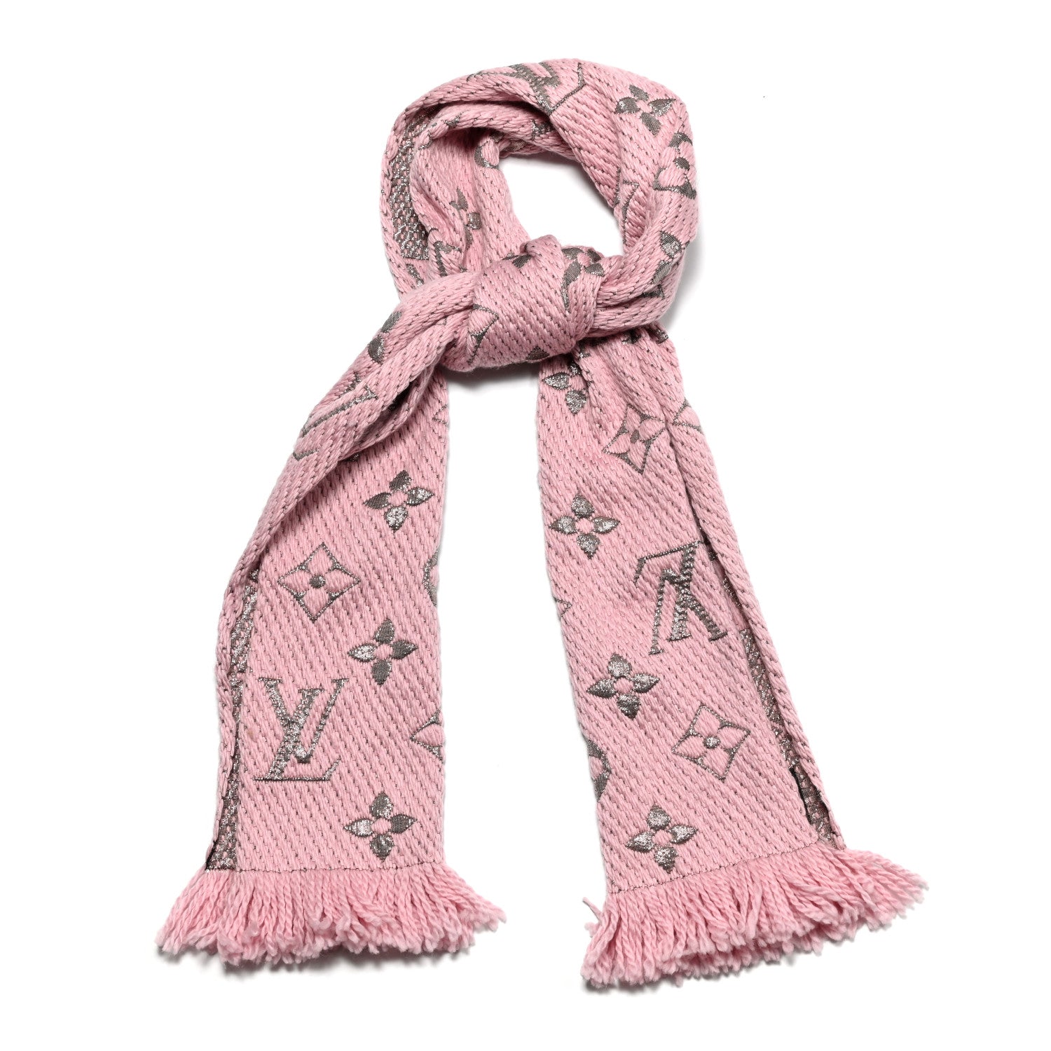 Louis Vuitton Wool Silk Logomania Shine Scarf Pink 1 of 5