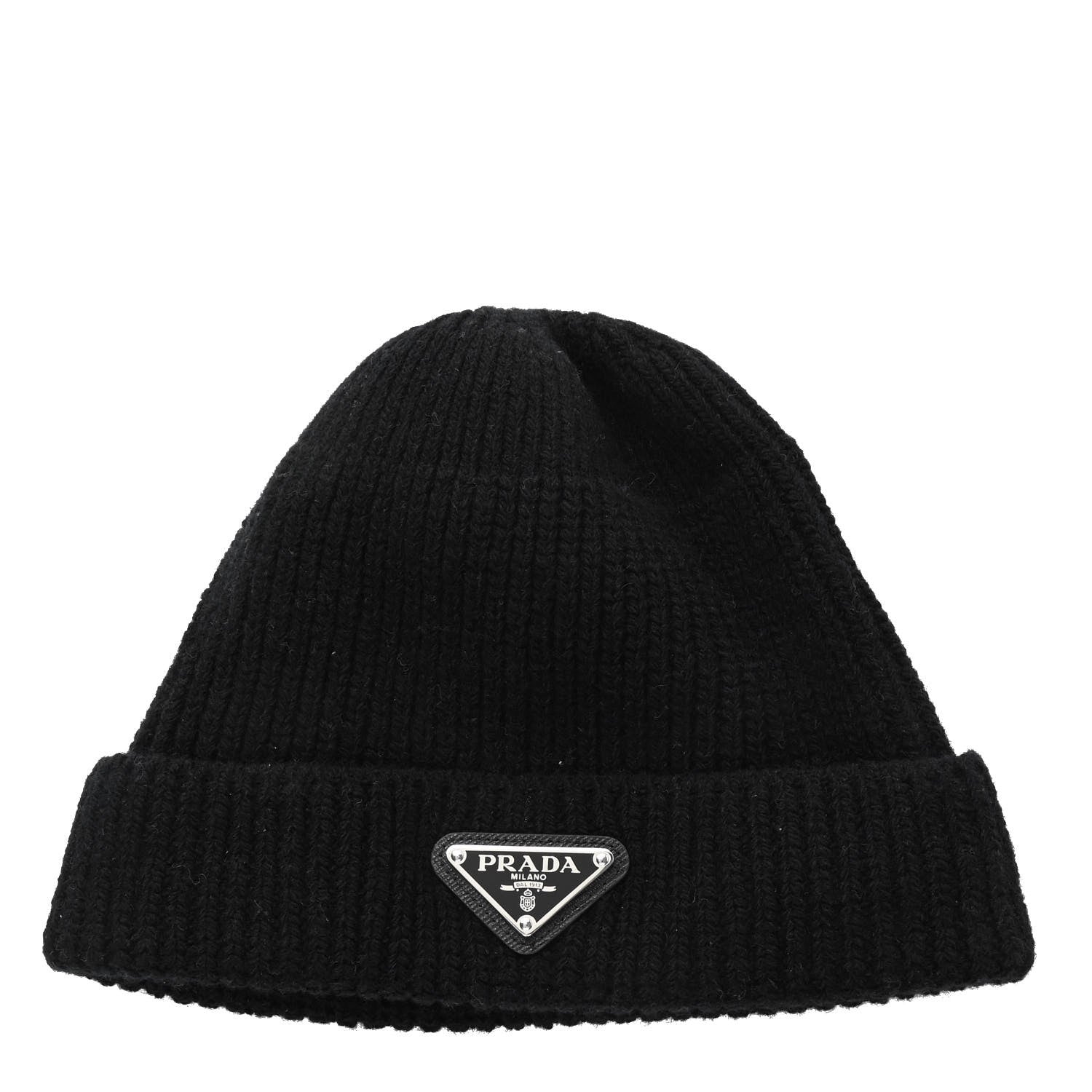 Prada Wool Cashmere Beanie Hat M Black 1 of 6