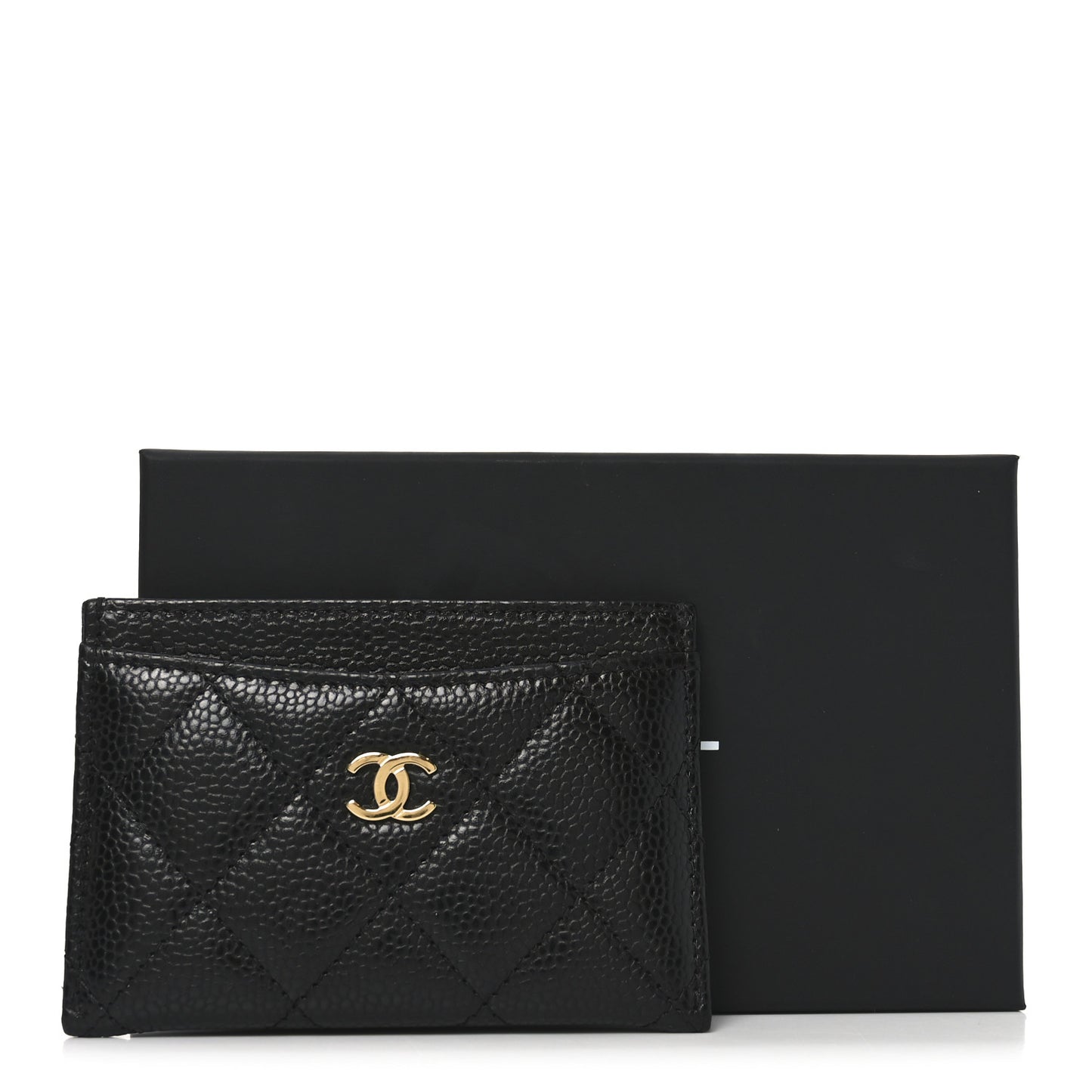 Caviar Quilted Card Holder Black