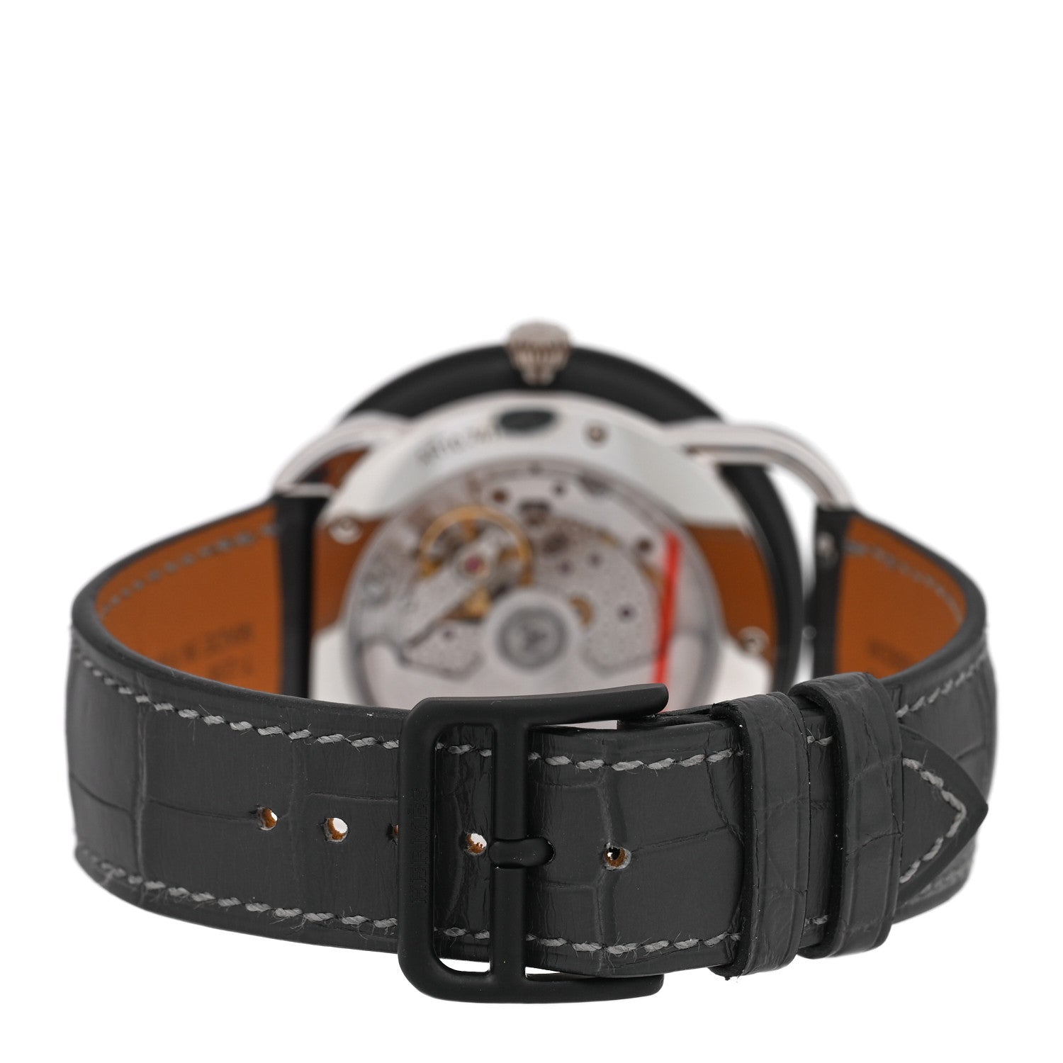 Hermes Platinum Titanium Alligator 43mm Arceau Le Temps Voyageur Automatic Watch Noir 3 of 5