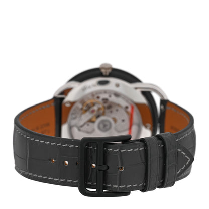 Hermes Platinum Titanium Alligator 43mm Arceau Le Temps Voyageur Automatic Watch Noir 3 of 5