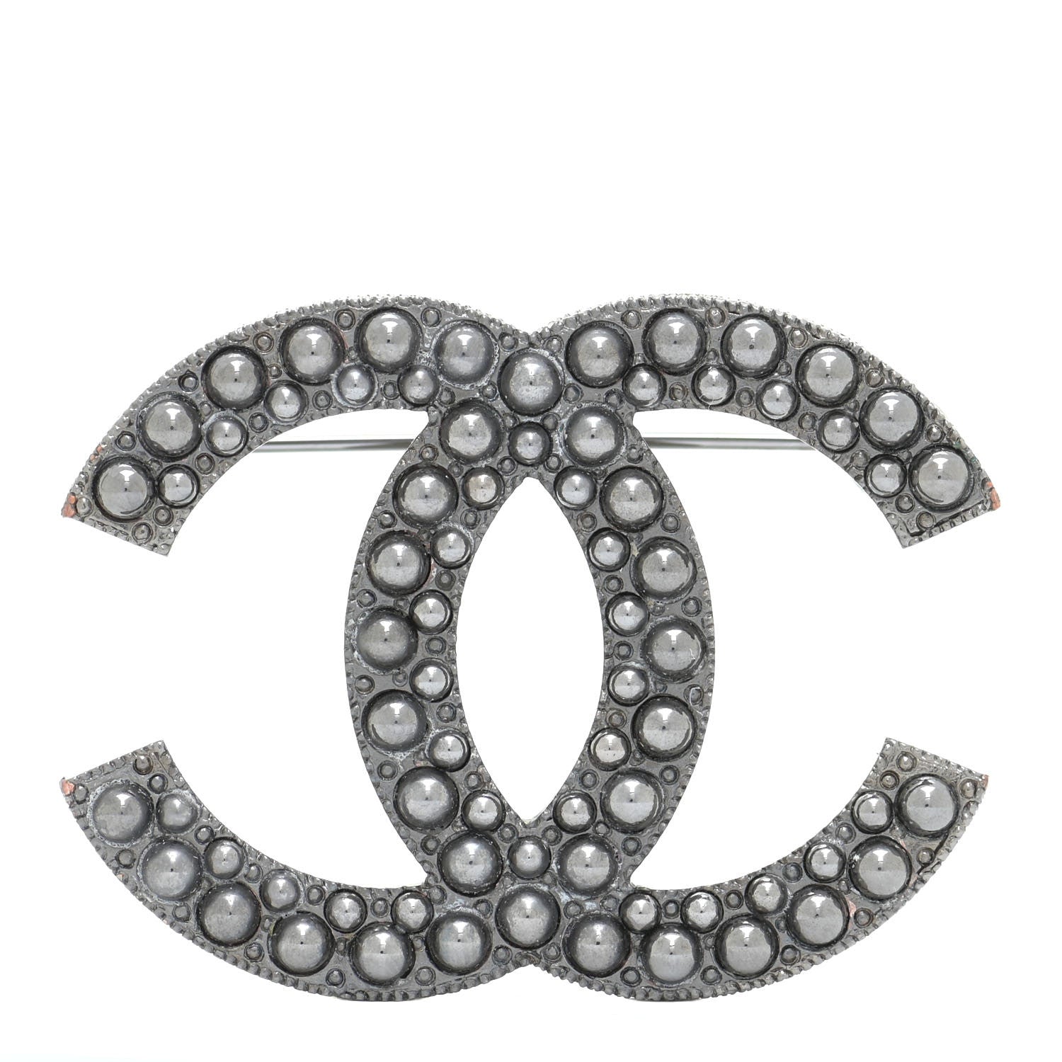 Chanel Ruthenium Pearl CC Brooch Dark Grey 1 of 5