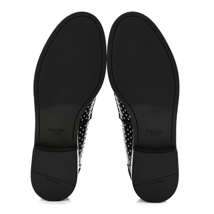 Prada Spazzolato Studded Metal Triangle Logo 20mm Loafers 39 Black 6 of 10