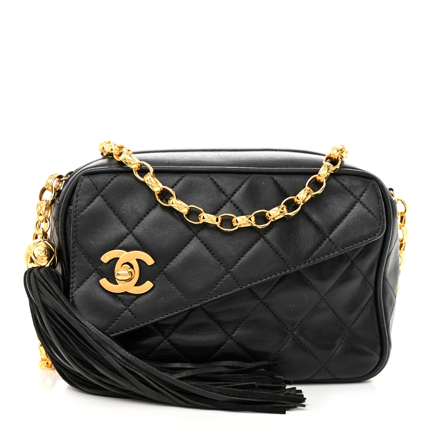 Chanel Lambskin Quilted Tassel Flap Camera Case Black 1 of 11