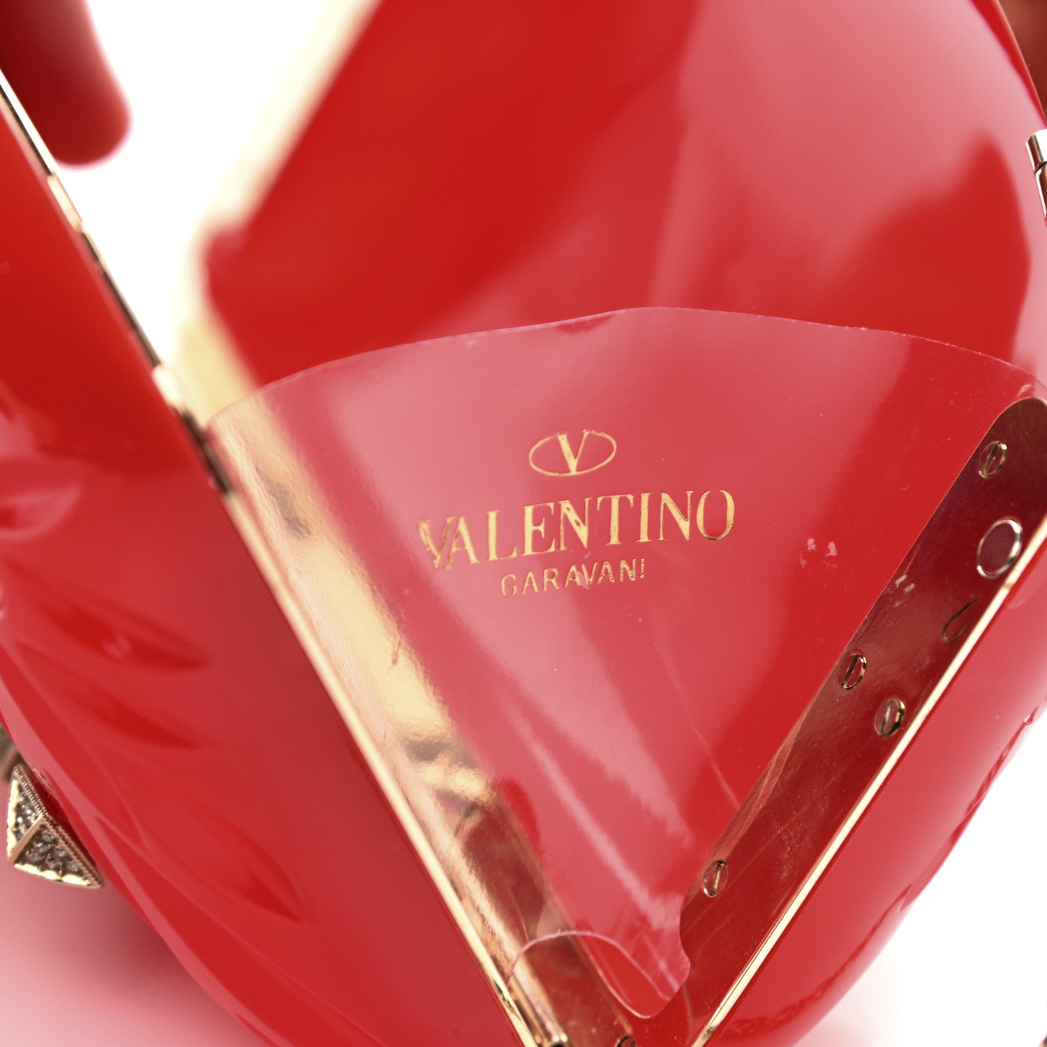 Valentino Garavani Acrylic Rockstud Minaudiere Clutch Red 6 of 9