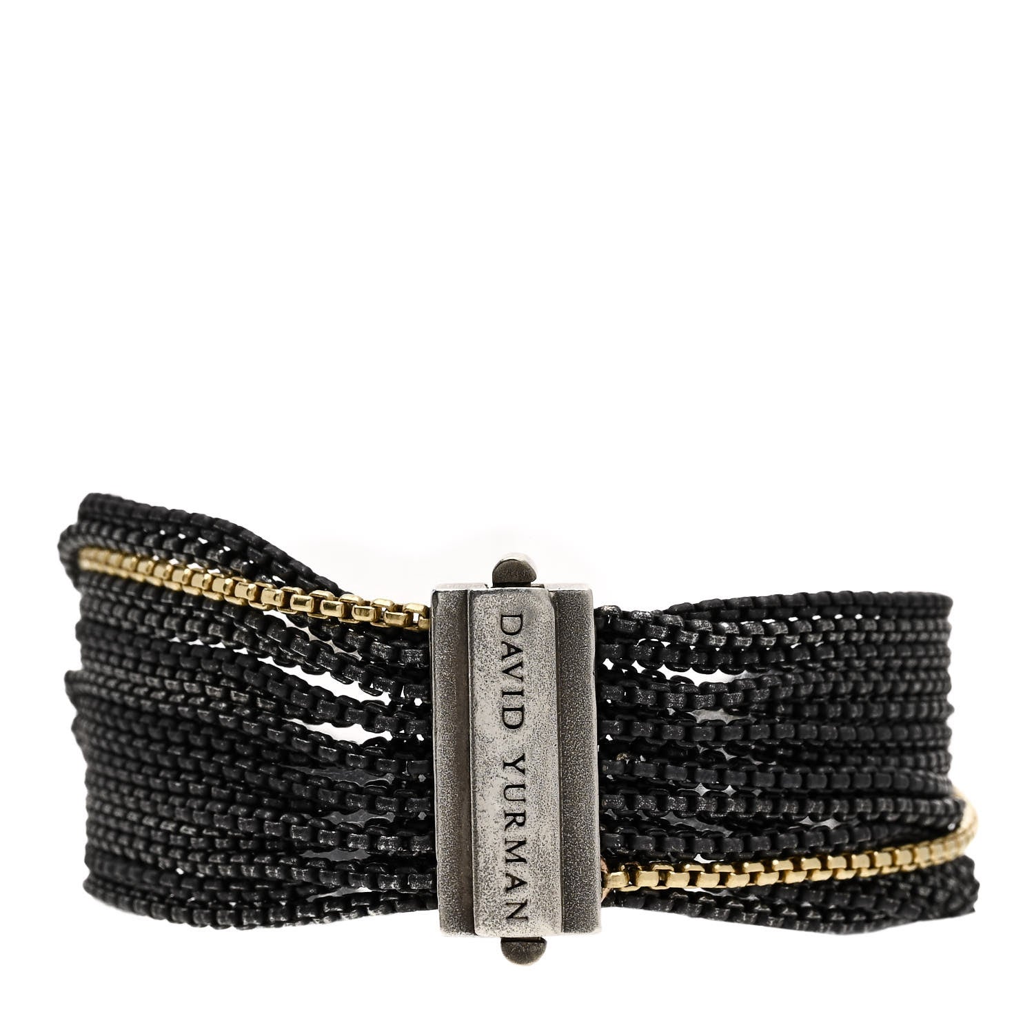 David Yurman Darkened Sterling Silver 18K Yellow Gold Multi-Chain Bracelet 2 of 3