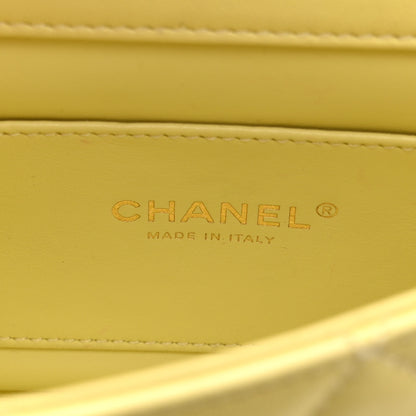 Chanel Lambskin Quilted Mini CC Crystal Logo Chain Flap Yellow 6 of 11