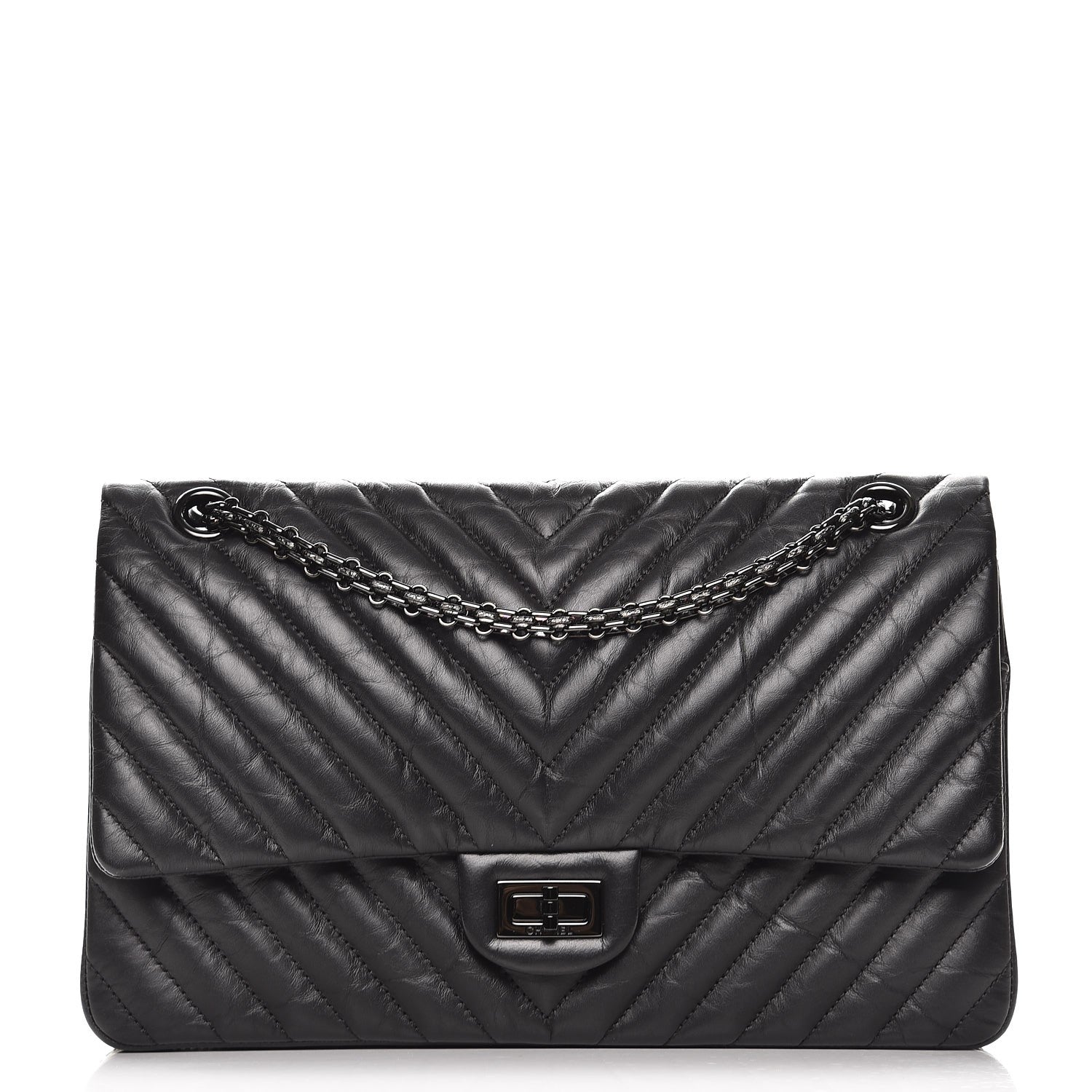 Chanel Aged Calfskin Chevron 2.55 Reissue 226 So Black 1 of 8
