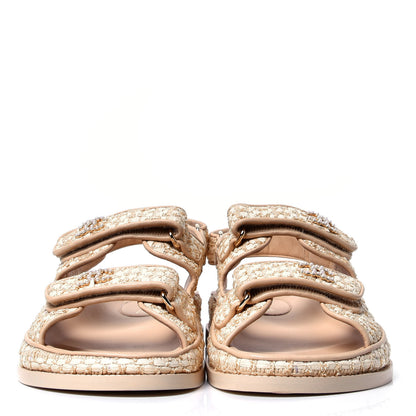 Chanel Braided Fabric Velcro Dad Sandals 40 Beige 3 of 6