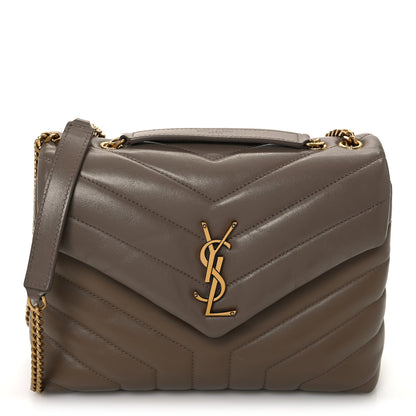 Saint Laurent Calfskin Y Quilted Monogram Small Loulou Chain Satchel Dark Beige 1 of 15