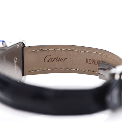 Cartier Stainless Steel Alligator 19mm Tank Americaine Quartz Watch Blue 7 of 8
