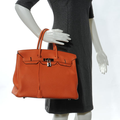 Hermes Taurillon Clemence Birkin 35 Orange 2 of 7