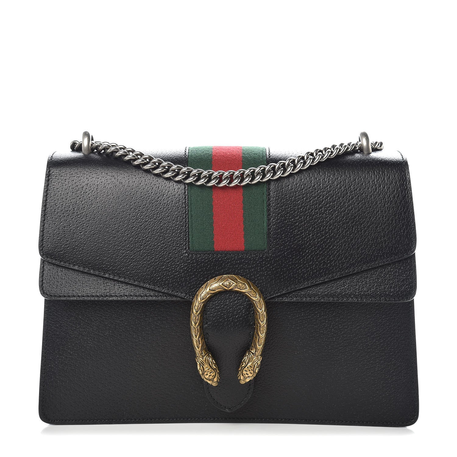 Gucci Calfskin Web Medium Dionysus Shoulder Bag Black 1 of 10