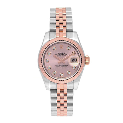 Rolex Stainless Steel 18K Everose Gold Diamond 26mm Oyster Perpetual Datejust Watch Pink 179171 1 of 5