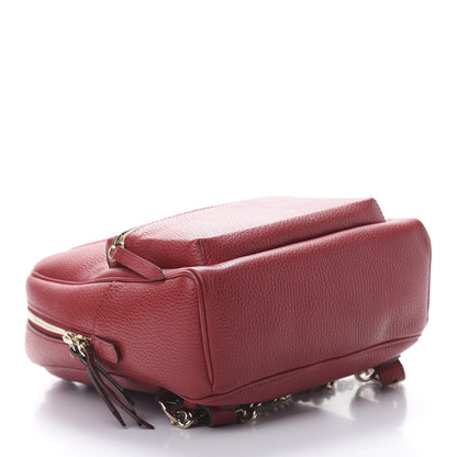 Gucci Pebbled Calfskin Soho Chain Backpack Hibiscus Red 3 of 13