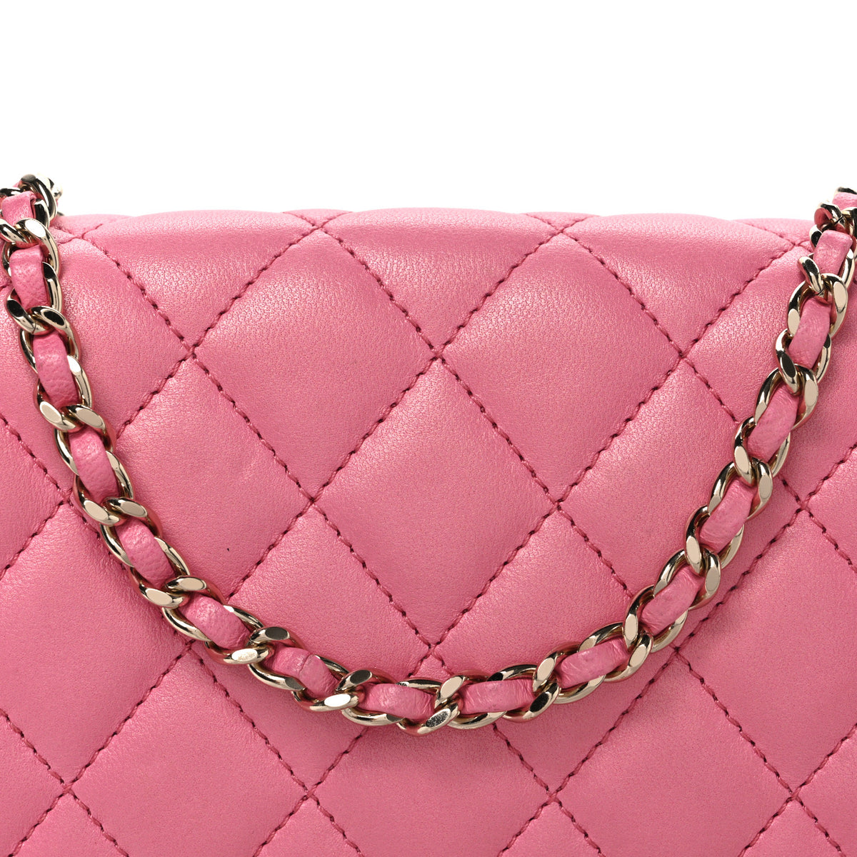 Lambskin Enamel Quilted Small Candy Hearts Flap Pink