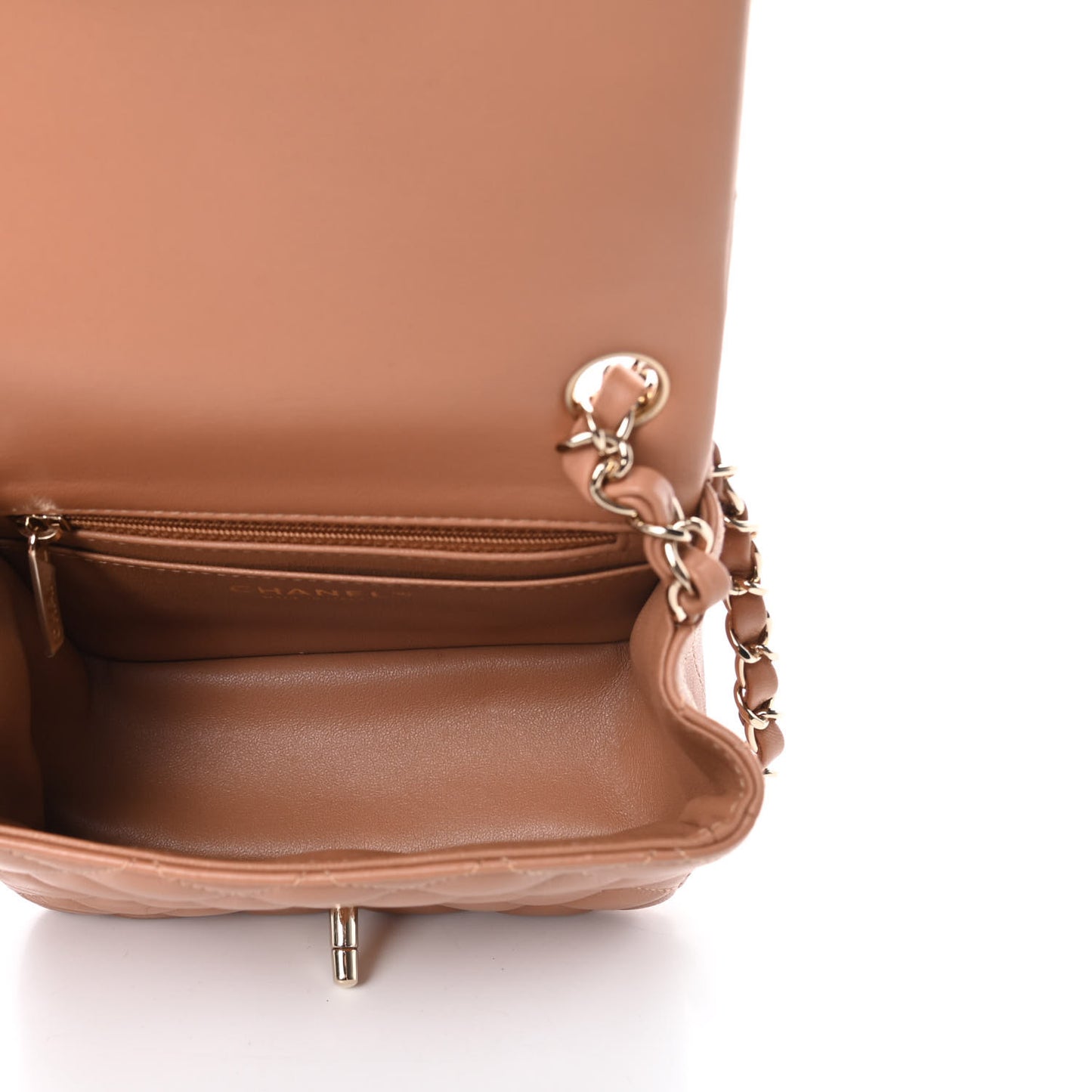 Lambskin Quilted Mini Square Flap Brown