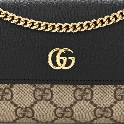 Gucci Dollar Calfskin GG Supreme Monogram Petite GG Marmont Wallet Chain Bag Black Beige Ebony 9 of 12