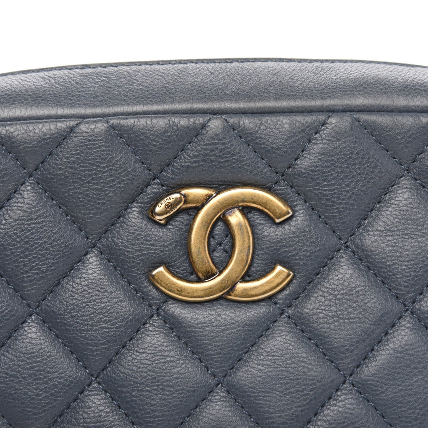 Calfskin Quilted Small CC Crown Camera Case Blue