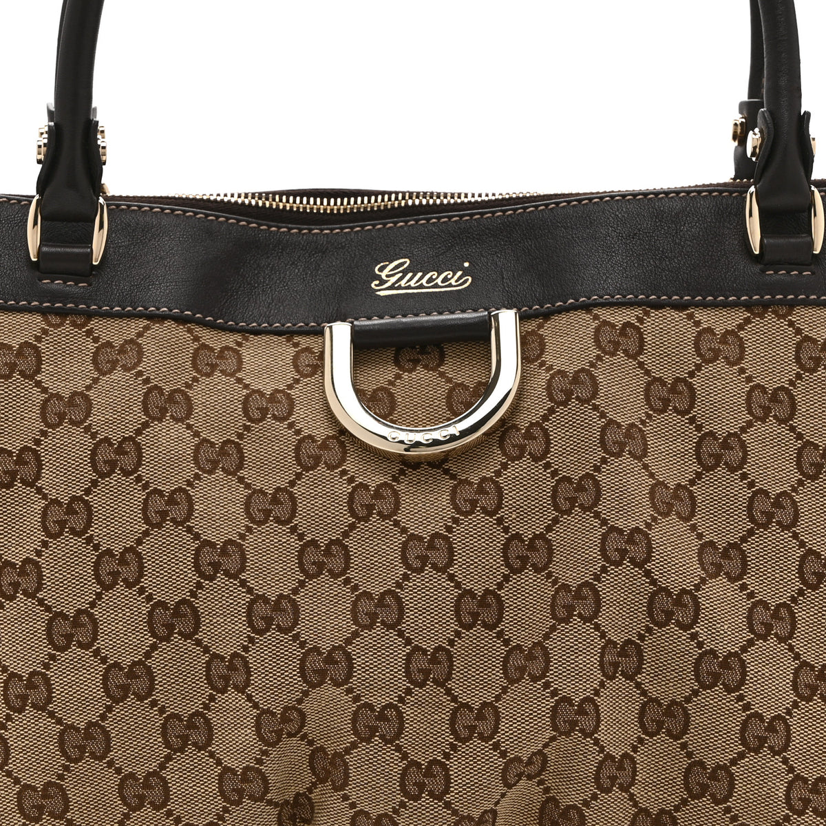 Gucci Monogram D Gold Tote Dark Brown 8 of 10