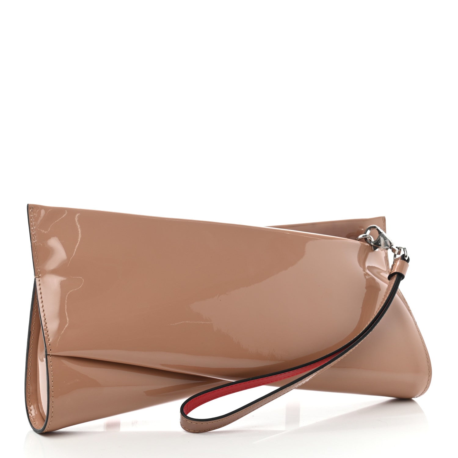 Christian Louboutin Patent Loubi Twist Zip Clutch Bag Nude 2 of 8