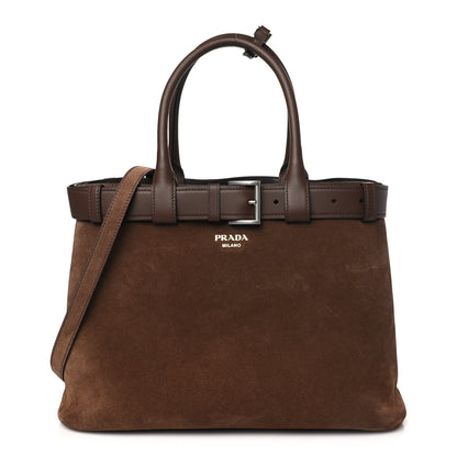 Prada Scamosciato Large Buckle Bag With Belt Cacao 1 of 10