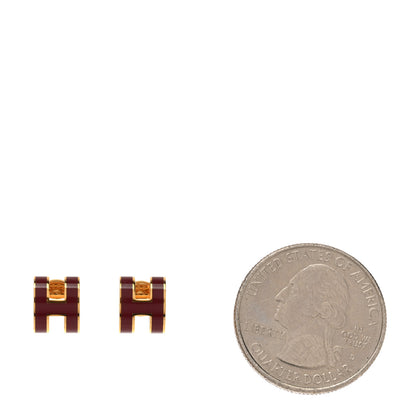Hermes Gold Lacquered Mini Pop H Earrings Anemone 2 of 5