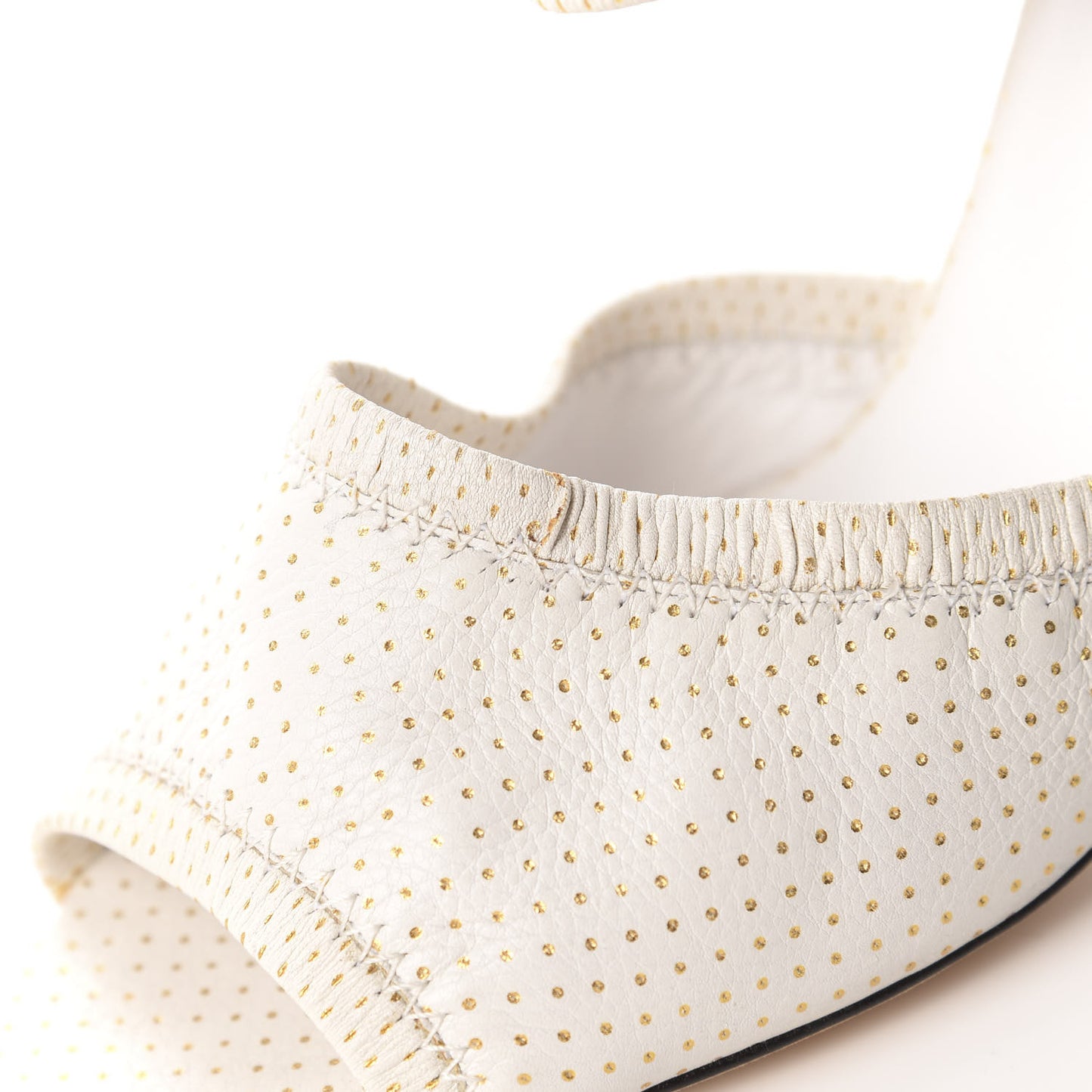 Calfskin Polka Dot Peep Toe Cut Out Pumps 37 White