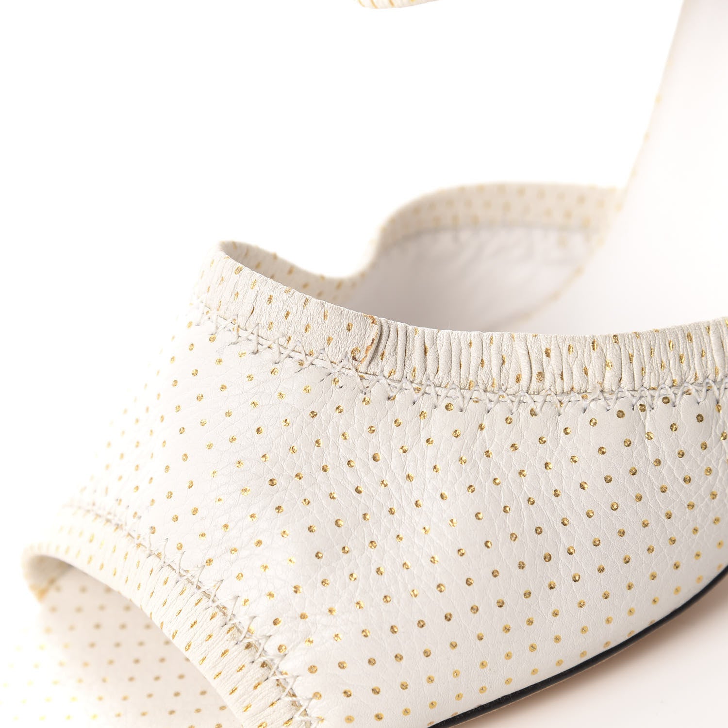 Chanel Calfskin Polka Dot Peep Toe Cut Out Pumps 37 White 7 of 14