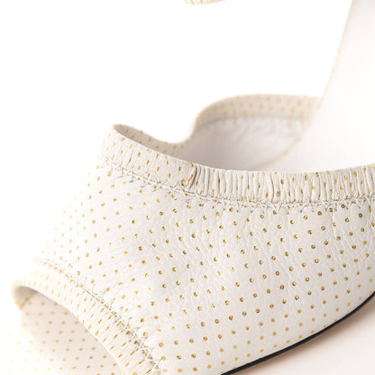 Chanel Calfskin Polka Dot Peep Toe Cut Out Pumps 37 White 7 of 14