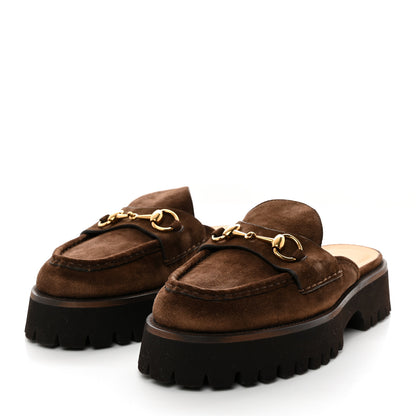 Gucci Suede Horsebit Platform Mules 38.5 Washed Brown 3 of 9