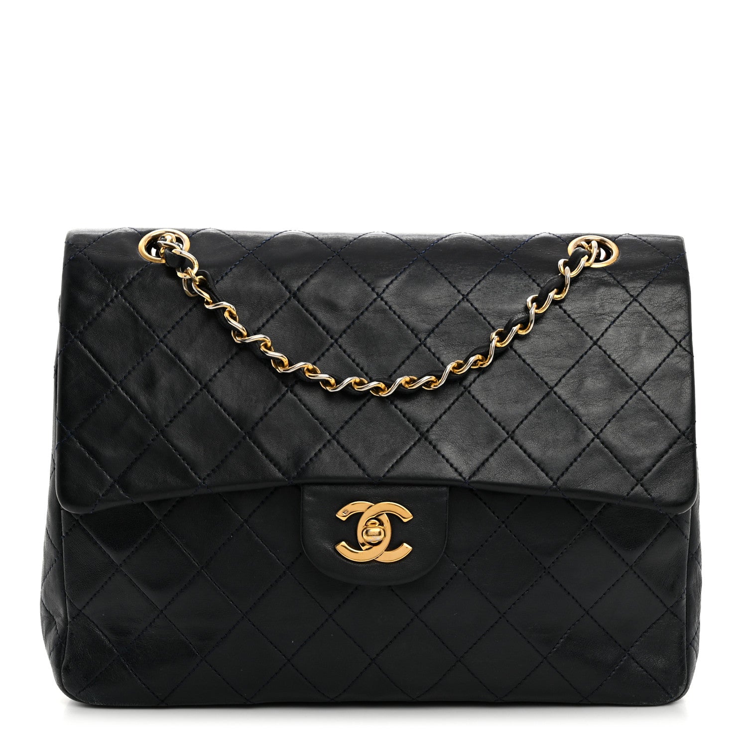 Chanel Lambskin Quilted Medium Double Flap Navy 1 of 13