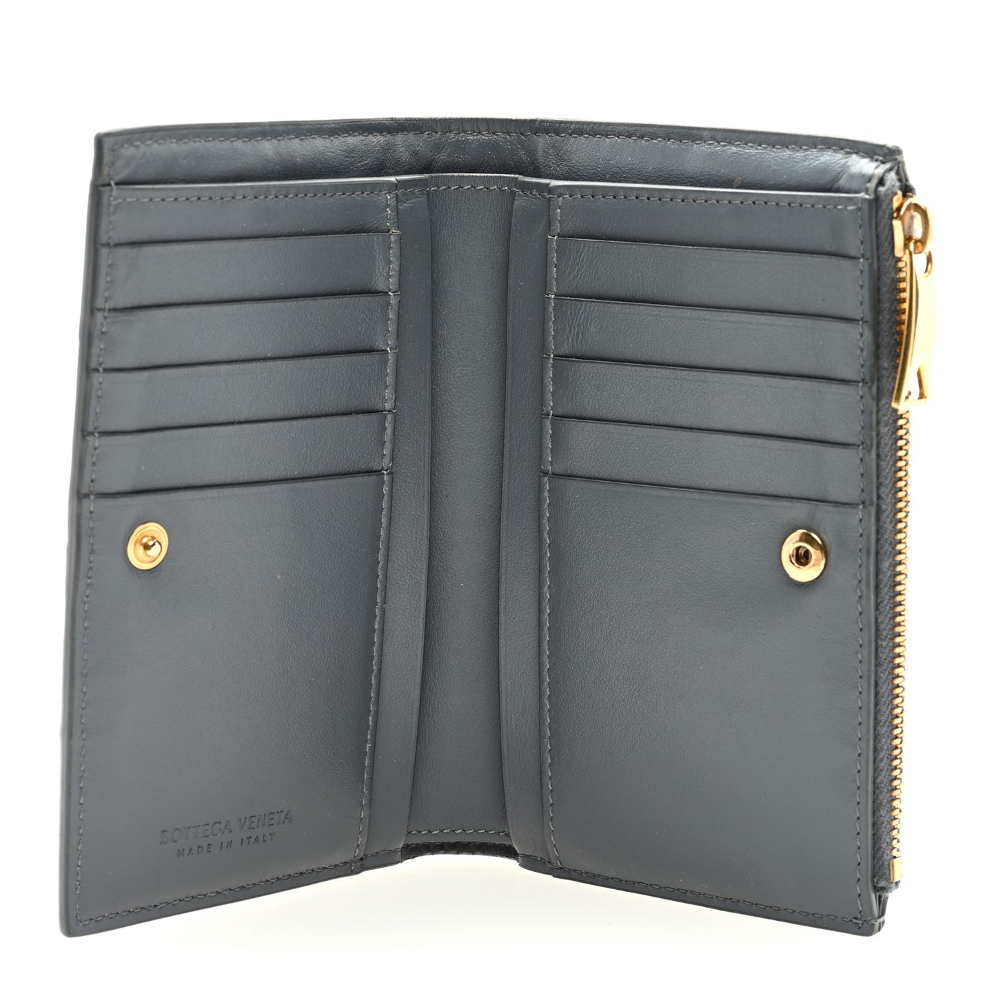 Nappa Maxi Intrecciato Medium Cassette Bifold Zip Wallet Thunder