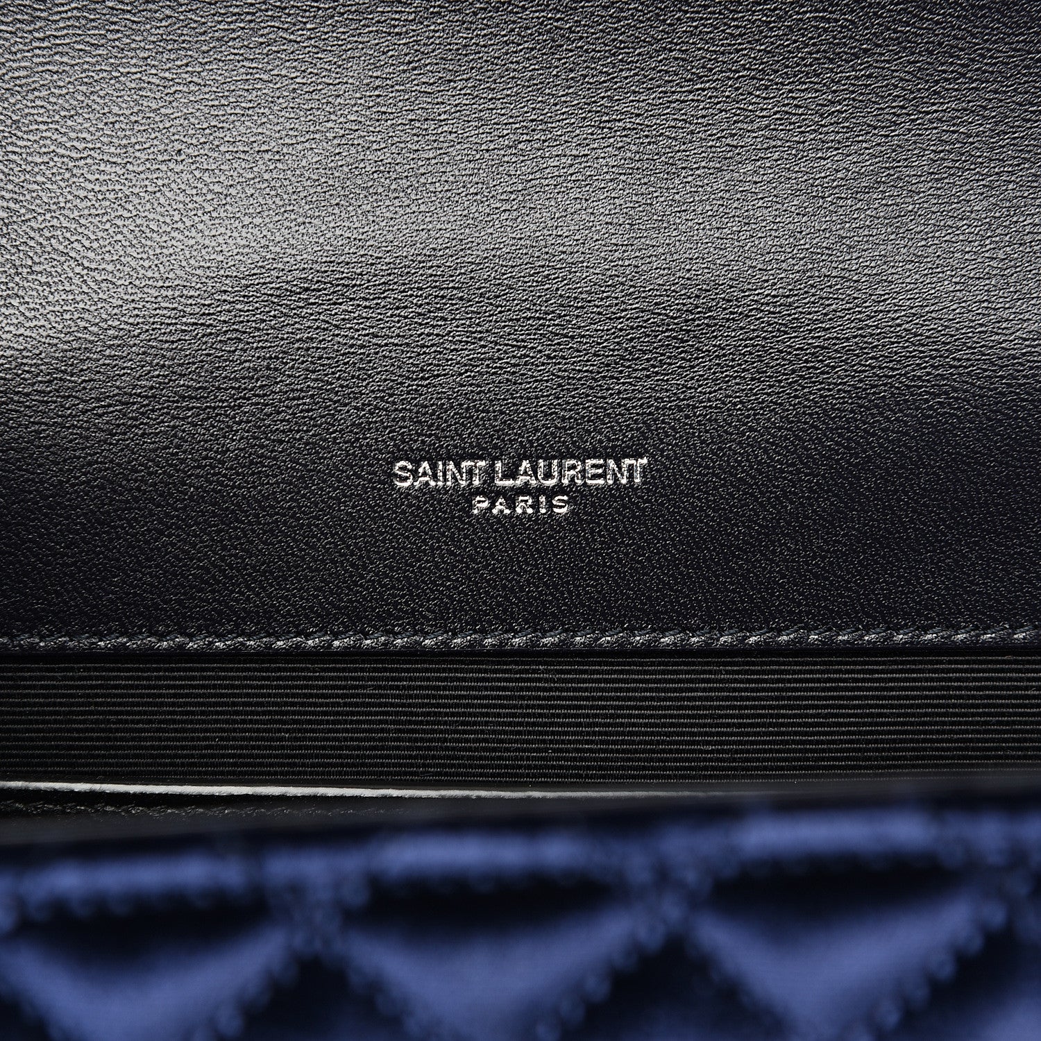 Saint Laurent Velvet Matelasse Chevron Medium Triquilt Monogram Satchel Navy 5 of 9