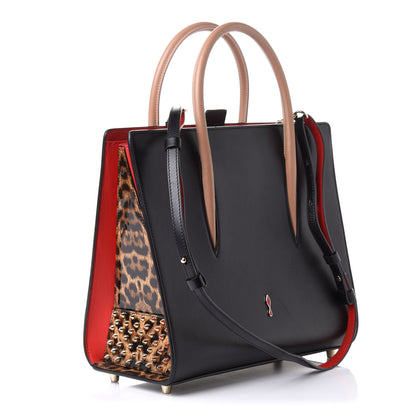 Christian Louboutin Calfskin Patent Leopard Spiked Medium Paloma Black 6 of 24