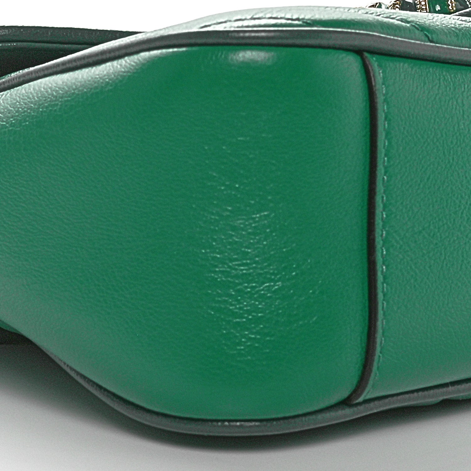 Gucci Azalea Calfskin Enamel Matelasse Diagonal Small Torchon GG Marmont Shoulder Bag New Shamarock Emerald 9 of 10